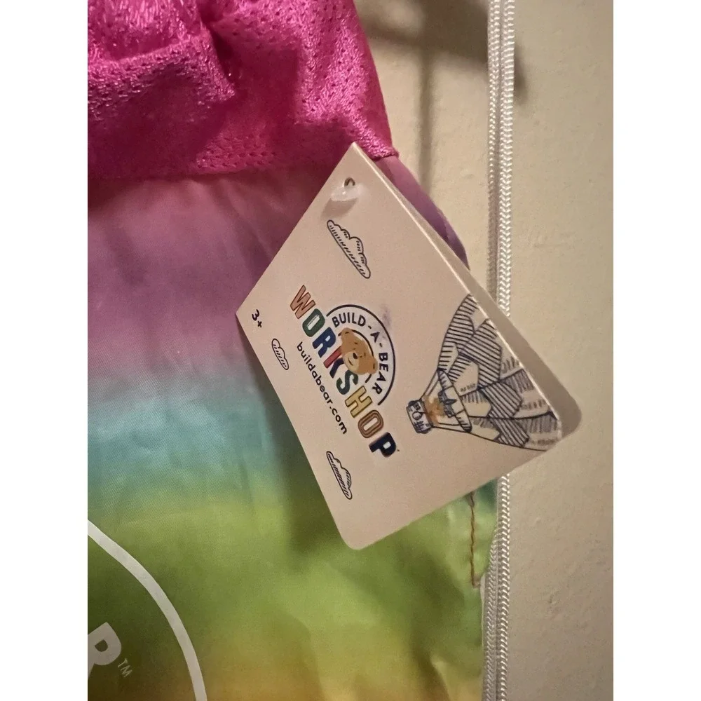Build A Bear Sling Backpack‎ Rainbow Drawstring Bag Tote Plush Bear Carrier NWT